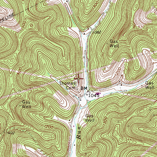 Topographic Map of Thomas Cemetery, WV