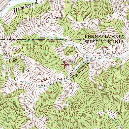 Topographic Map of Thomas Cemetery, WV