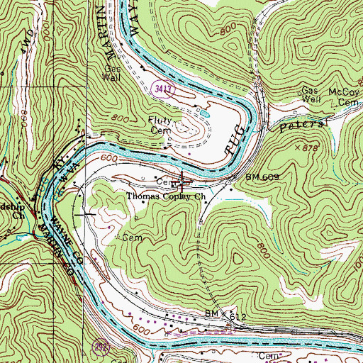 Topographic Map of Thomas Copley Church, WV