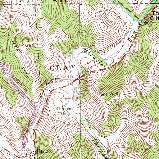 Topographic Map of Thomas Run, WV