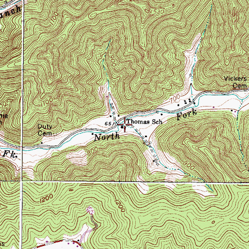 Topographic Map of Thomas School (historical), WV