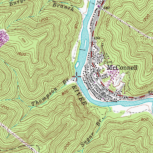 Topographic Map of Thompson Branch, WV