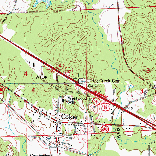 Topographic Map of Fellowship Church, AL