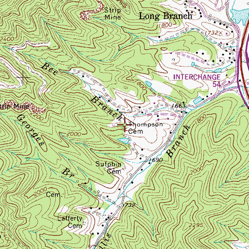 Topographic Map of Thompson Cemetery, WV