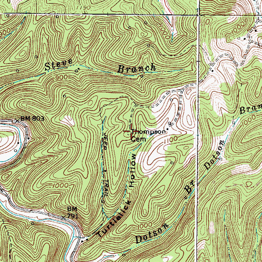 Topographic Map of Thompson Cemetery, WV
