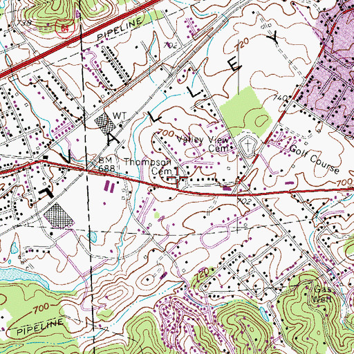 Topographic Map of Thompson Cemetery, WV