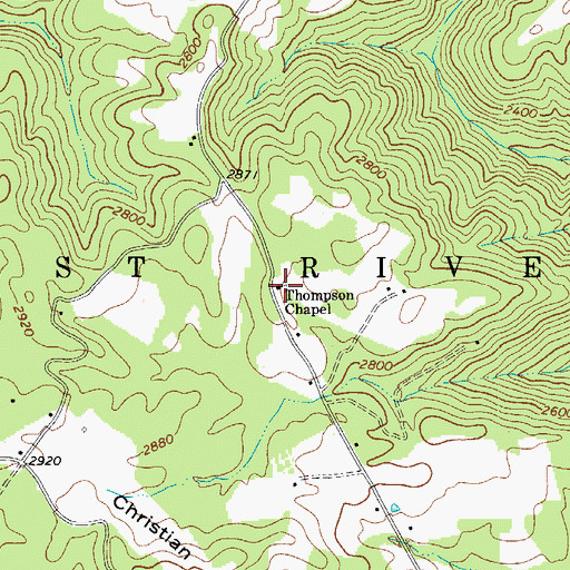 Topographic Map of Thompson Chapel, WV