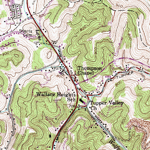 Topographic Map of Thompson Chapel, WV