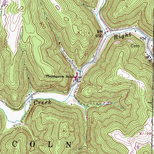 Topographic Map of Thompson School (historical), WV
