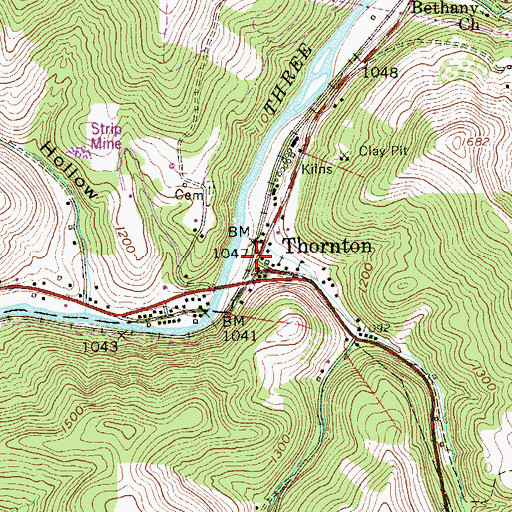 Topographic Map of Thornton, WV