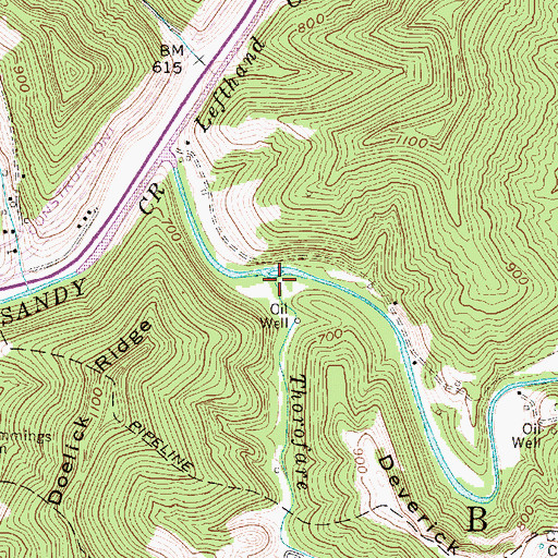 Topographic Map of Thorofare Run, WV