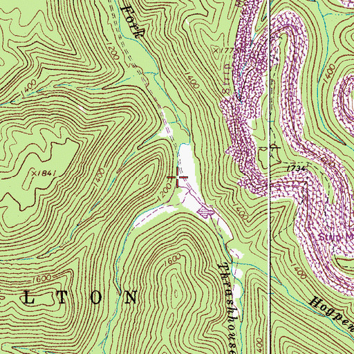 Topographic Map of Thrashhouse Run, WV
