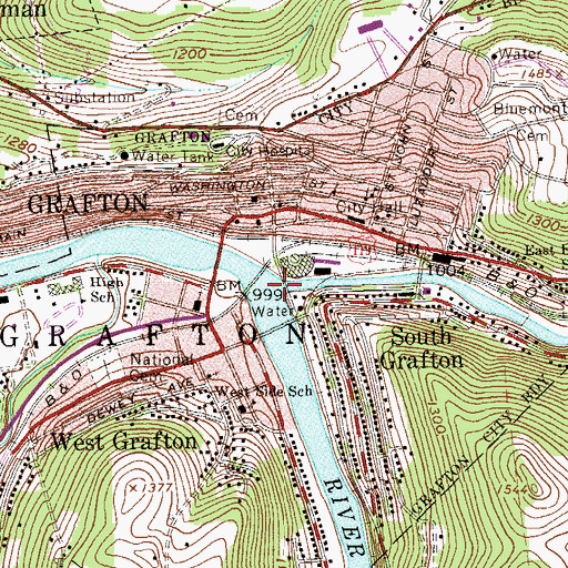 Topographic Map of Three Fork Creek, WV