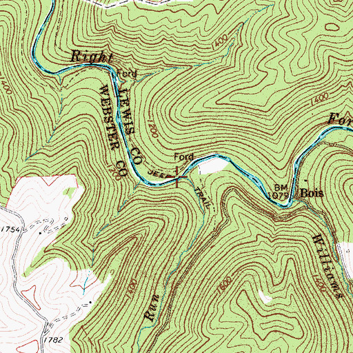 Topographic Map of Threelick Run, WV
