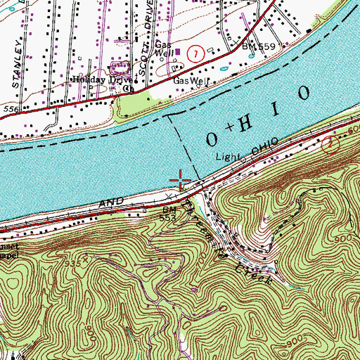 Topographic Map of Threemile Creek, WV