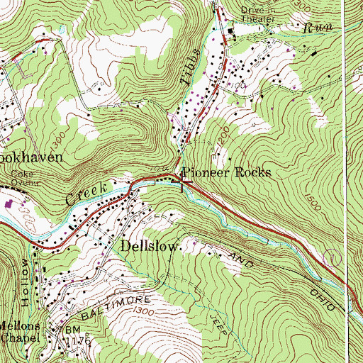 Topographic Map of Tibbs Run, WV
