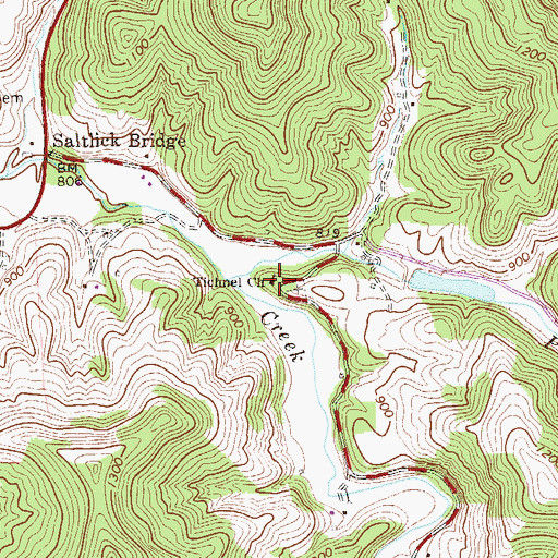 Topographic Map of Tichnel Church, WV