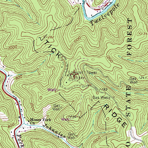 Topographic Map of Tick Ridge, WV