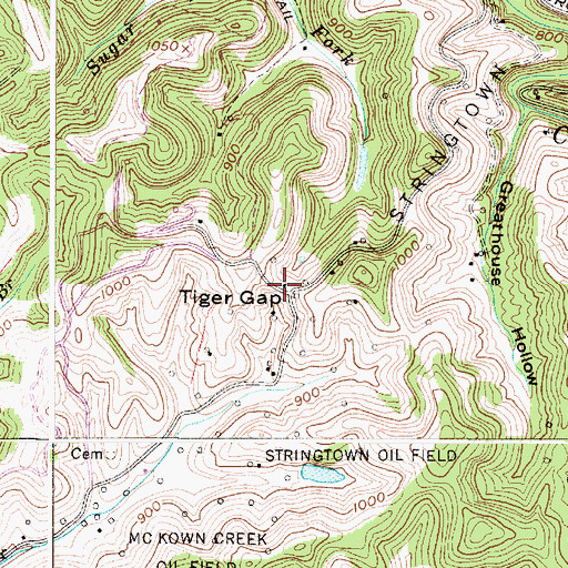 Topographic Map of Tiger Gap, WV