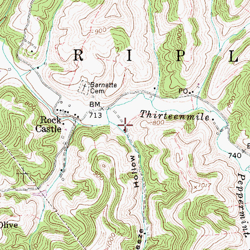 Topographic Map of Tightsqueeze Hollow, WV