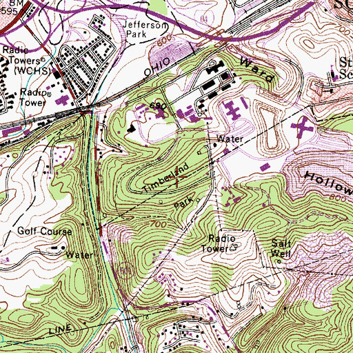 Topographic Map of Timberland Park, WV