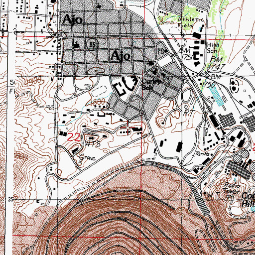 Topographic Map of New Cornelia Branch Hospital (historical), AZ
