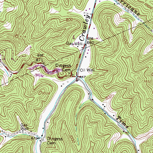 Topographic Map of Tims Fork, WV