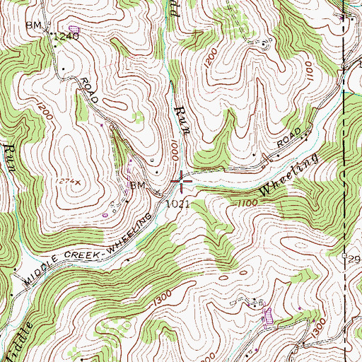 Topographic Map of Todd Run, WV