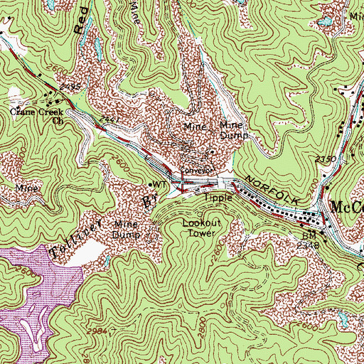 Topographic Map of Tolliver Branch, WV