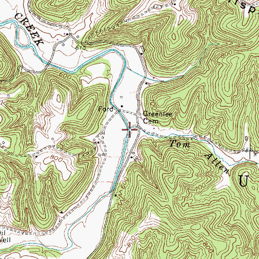 Topographic Map of Tom Allen Creek, WV