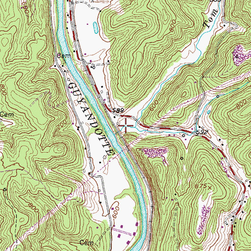 Topographic Map of Tom Creek, WV