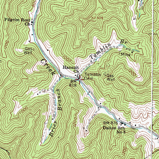 Topographic Map of Tomblin Branch, WV