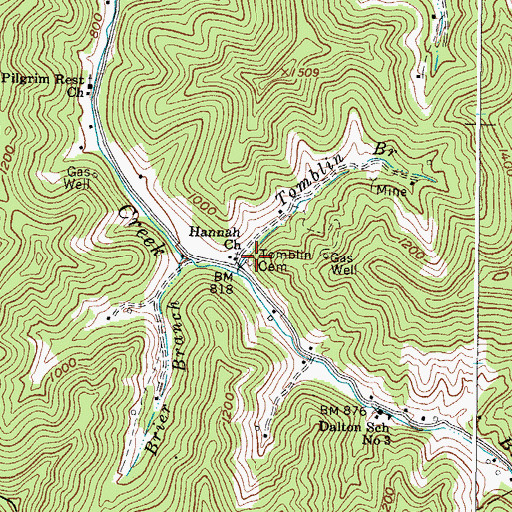 Topographic Map of Tomblin Cemetery, WV