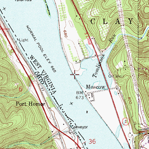 Topographic Map of Tomlinson Run, WV
