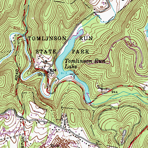 Topographic Map of Tomlinson Run Lake, WV