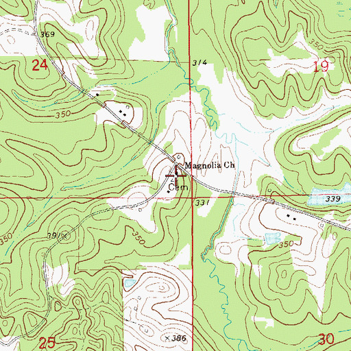 Topographic Map of Magnolia Cemetery, AL