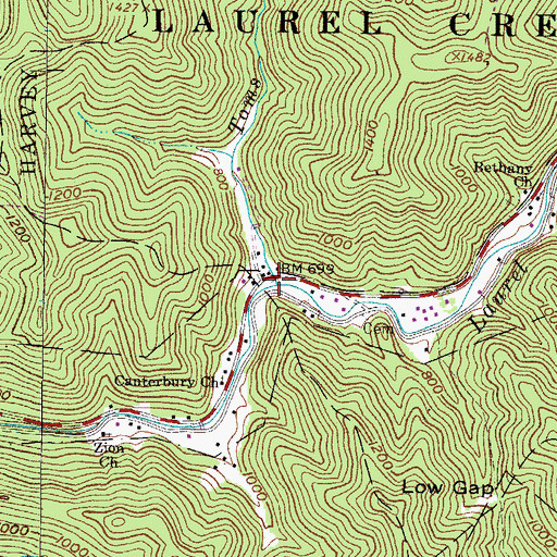 Topographic Map of Toms Branch, WV