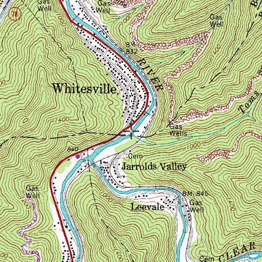 Topographic Map of Toms Branch, WV