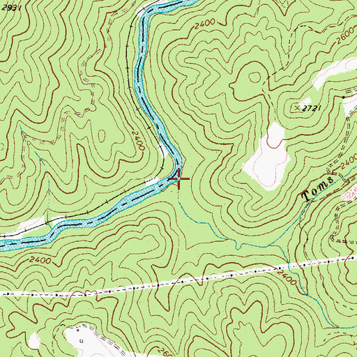 Topographic Map of Toms Creek, WV