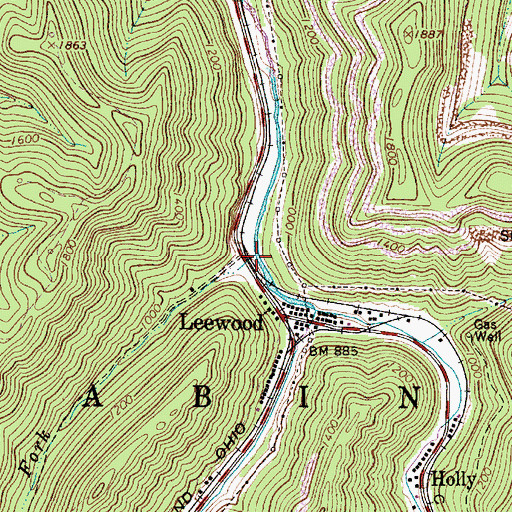 Topographic Map of Toms Fork, WV