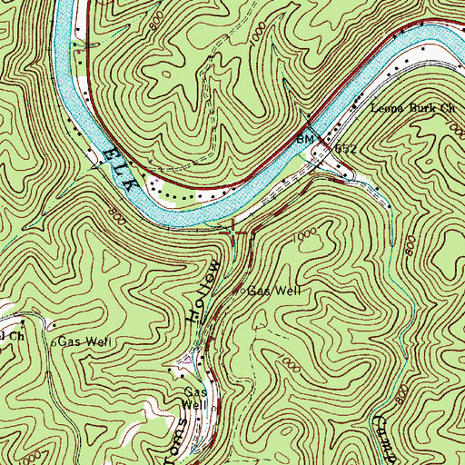 Topographic Map of Toms Hollow, WV