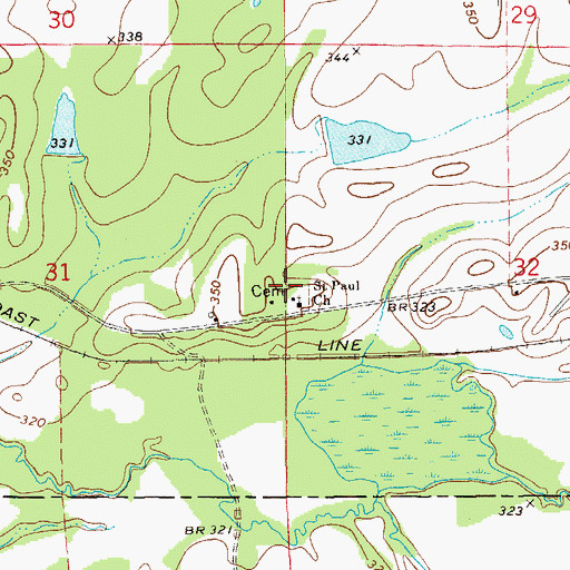Topographic Map of Saint Paul Cemetery, AL