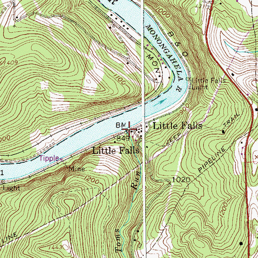 Topographic Map of Toms Run, WV