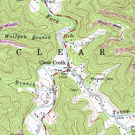Topographic Map of Toney Fork, WV