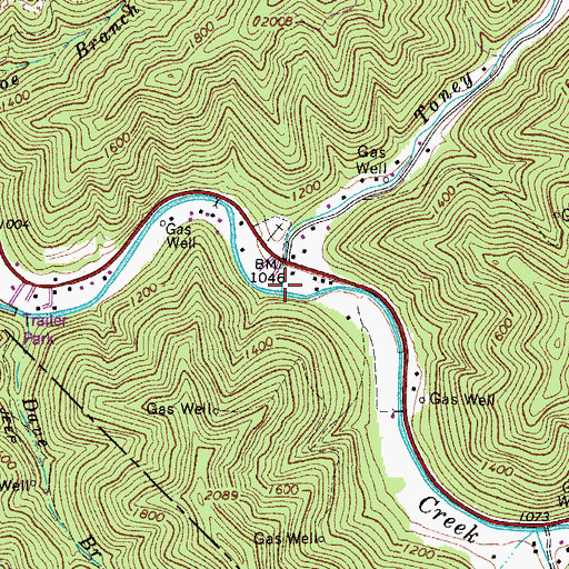 Topographic Map of Toney Fork, WV