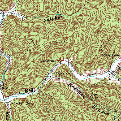 Topographic Map of Toney School (historical), WV