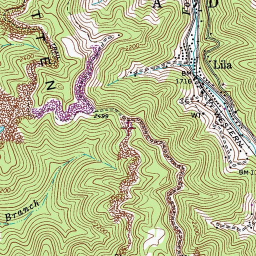 Topographic Map of Totten Ridge, WV