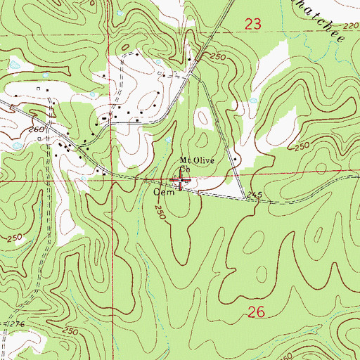 Topographic Map of Mount Olive Cemetery, AL