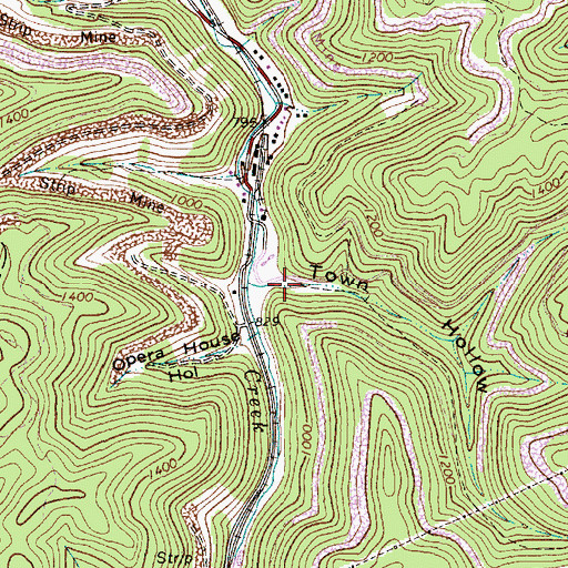 Topographic Map of Town Hollow, WV