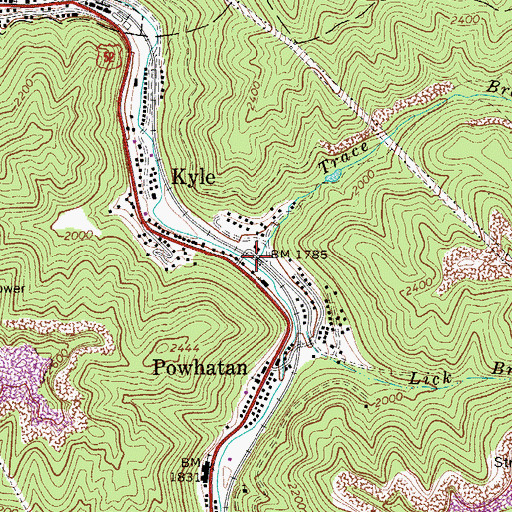 Topographic Map of Trace Branch, WV
